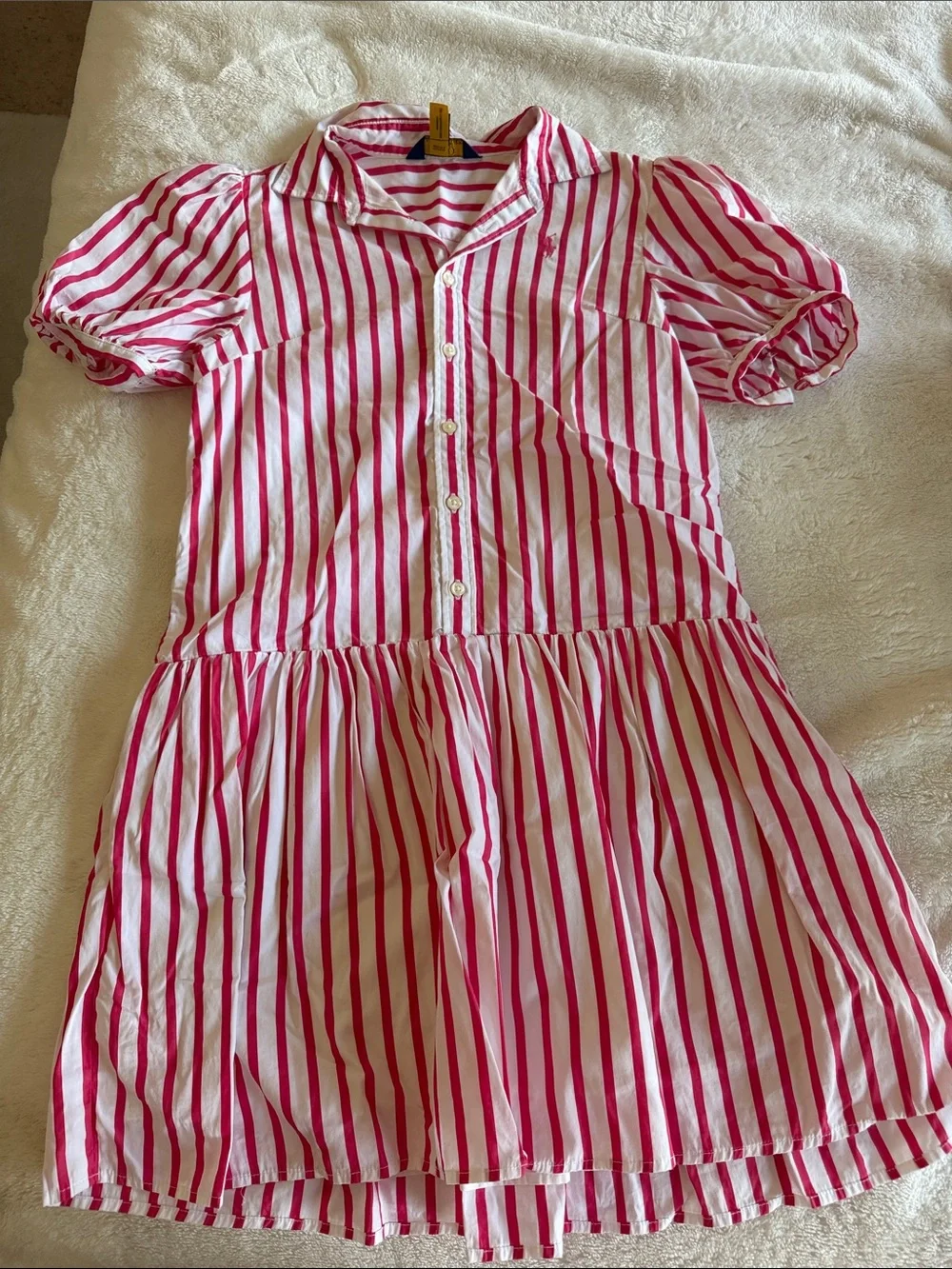 Polo by Ralph Lauren Pink & White Striped Button Shirt